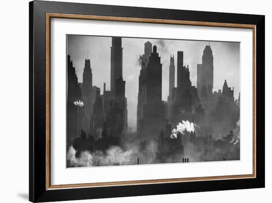 New York Harbor with Its Majestic Silhouette of Skyscrapers Looking Straight Down Bustling 42nd St.-Andreas Feininger-Framed Giclee Print