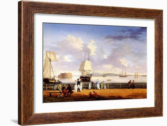 New York Harbour, C.1810-Thomas Birch-Framed Giclee Print