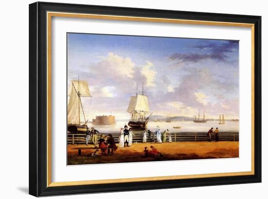 New York Harbour, C.1810-Thomas Birch-Framed Giclee Print