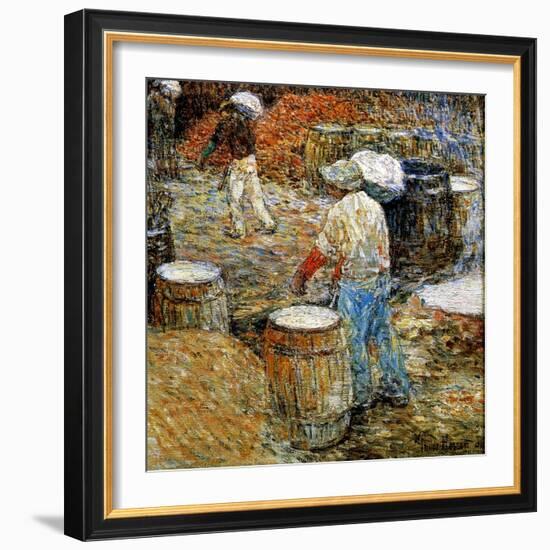 New York, Hod Carriers, 1900-Childe Hassam-Framed Giclee Print