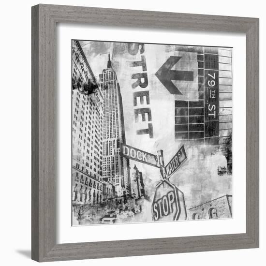 New York Intersection B&W-Sara Abbott-Framed Art Print