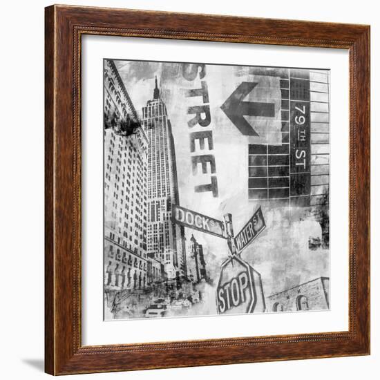 New York Intersection B&W-Sara Abbott-Framed Art Print