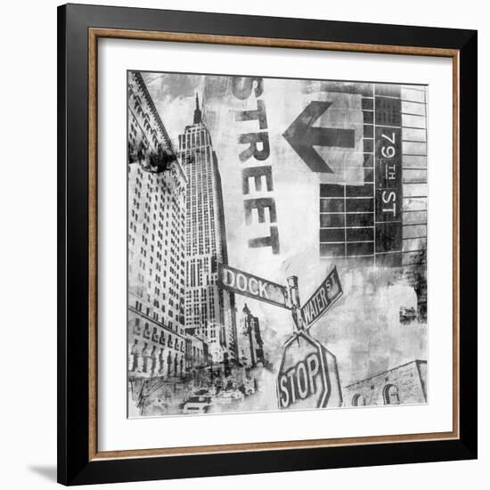 New York Intersection B&W-Sara Abbott-Framed Art Print