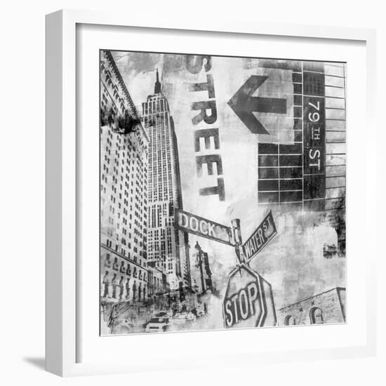 New York Intersection B&W-Sara Abbott-Framed Art Print