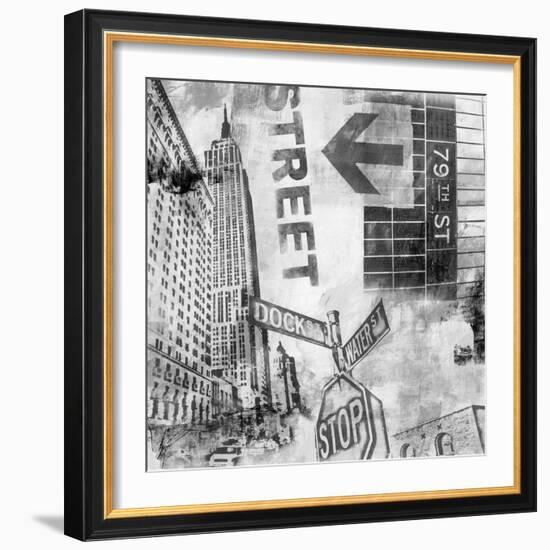 New York Intersection B&W-Sara Abbott-Framed Art Print