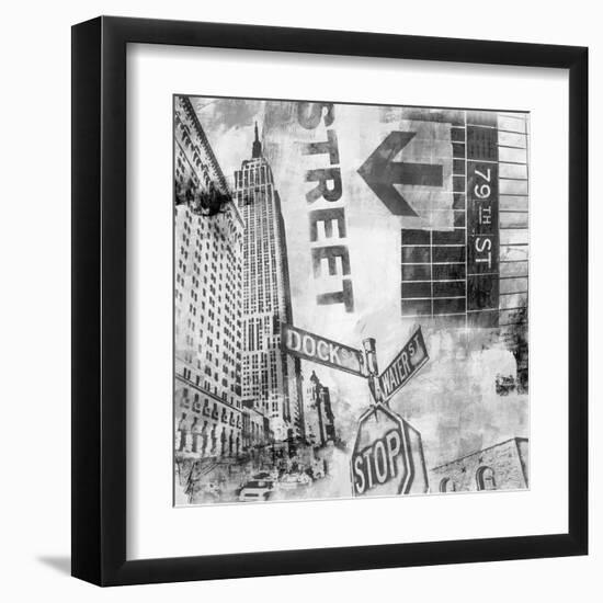 New York Intersection B&W-Sara Abbott-Framed Art Print