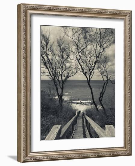 New York, Long Island, Cutchogue, Horton Point Lighthouse Stairs and Long Island Sound, USA-Walter Bibikow-Framed Photographic Print