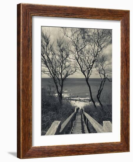 New York, Long Island, Cutchogue, Horton Point Lighthouse Stairs and Long Island Sound, USA-Walter Bibikow-Framed Photographic Print