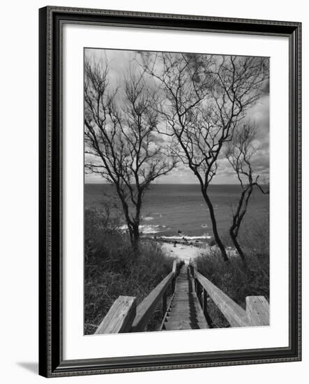 New York, Long Island, Cutchogue, Horton Point Lighthouse Stairs and Long Island Sound, USA-Walter Bibikow-Framed Photographic Print