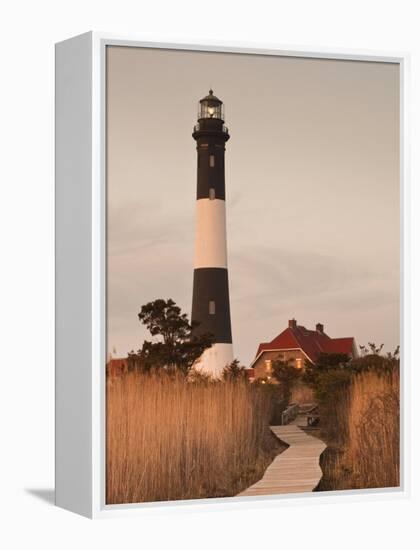 New York, Long Island, Fire Island, Robert Moses State Park, Fire Island Lighthouse, USA-Walter Bibikow-Framed Premier Image Canvas