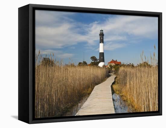 New York, Long Island, Fire Island, Robert Moses State Park, Fire Island Lighthouse, USA-Walter Bibikow-Framed Premier Image Canvas