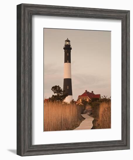 New York, Long Island, Fire Island, Robert Moses State Park, Fire Island Lighthouse, USA-Walter Bibikow-Framed Photographic Print