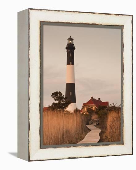 New York, Long Island, Fire Island, Robert Moses State Park, Fire Island Lighthouse, USA-Walter Bibikow-Framed Premier Image Canvas
