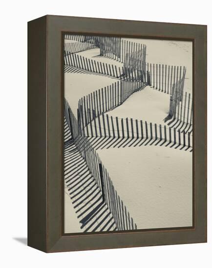 New York, Long Island, the Hamptons, Westhampton Beach, Beach Erosion Fence, USA-Walter Bibikow-Framed Premier Image Canvas