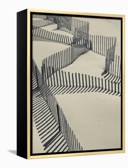 New York, Long Island, the Hamptons, Westhampton Beach, Beach Erosion Fence, USA-Walter Bibikow-Framed Premier Image Canvas