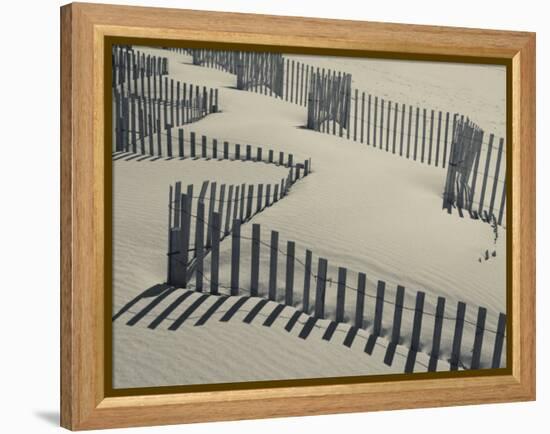 New York, Long Island, the Hamptons, Westhampton Beach, Beach Erosion Fence, USA-Walter Bibikow-Framed Premier Image Canvas