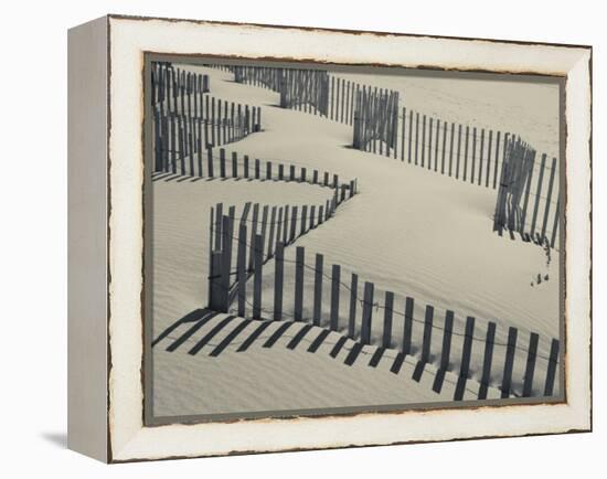 New York, Long Island, the Hamptons, Westhampton Beach, Beach Erosion Fence, USA-Walter Bibikow-Framed Premier Image Canvas