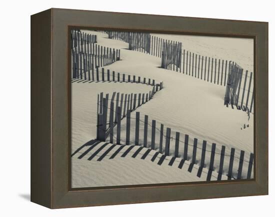 New York, Long Island, the Hamptons, Westhampton Beach, Beach Erosion Fence, USA-Walter Bibikow-Framed Premier Image Canvas