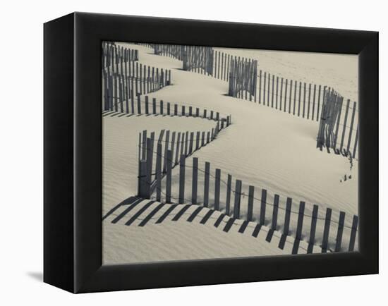 New York, Long Island, the Hamptons, Westhampton Beach, Beach Erosion Fence, USA-Walter Bibikow-Framed Premier Image Canvas