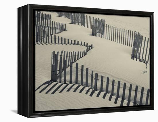 New York, Long Island, the Hamptons, Westhampton Beach, Beach Erosion Fence, USA-Walter Bibikow-Framed Premier Image Canvas