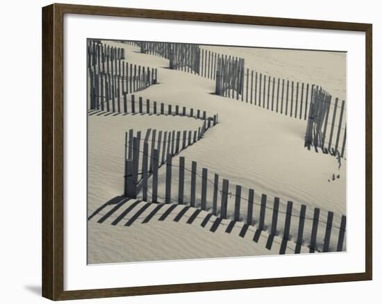 New York, Long Island, the Hamptons, Westhampton Beach, Beach Erosion Fence, USA-Walter Bibikow-Framed Photographic Print