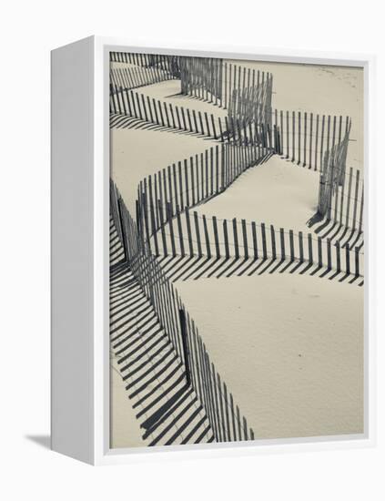 New York, Long Island, the Hamptons, Westhampton Beach, Beach Erosion Fence, USA-Walter Bibikow-Framed Premier Image Canvas