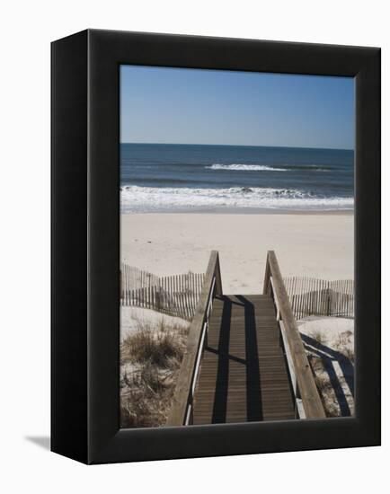 New York, Long Island, the Hamptons, Westhampton Beach, Beach View from Beach Stairs, USA-Walter Bibikow-Framed Premier Image Canvas