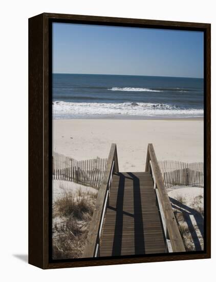 New York, Long Island, the Hamptons, Westhampton Beach, Beach View from Beach Stairs, USA-Walter Bibikow-Framed Premier Image Canvas