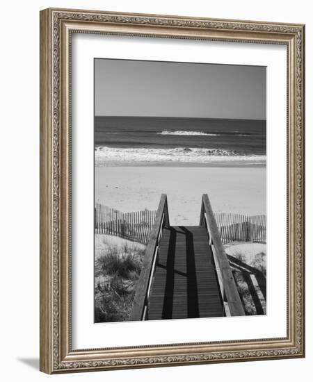 New York, Long Island, the Hamptons, Westhampton Beach, Beach View from Beach Stairs, USA-Walter Bibikow-Framed Premium Photographic Print