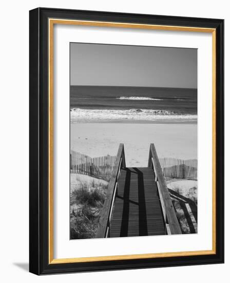 New York, Long Island, the Hamptons, Westhampton Beach, Beach View from Beach Stairs, USA-Walter Bibikow-Framed Premium Photographic Print