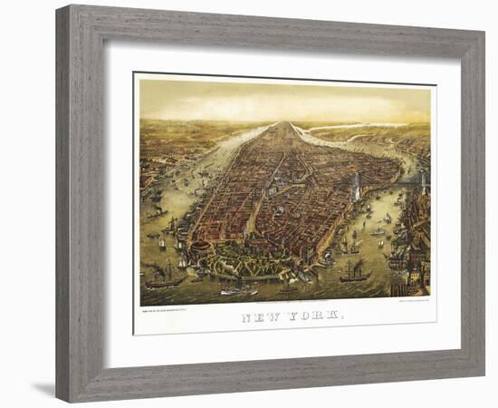 New York Map 1874-Vintage Lavoie-Framed Giclee Print