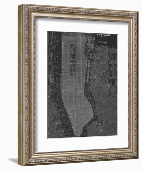 New York Map - B&W-Z Studio-Framed Art Print