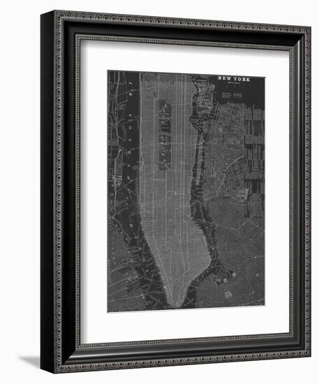 New York Map - B&W-Z Studio-Framed Art Print