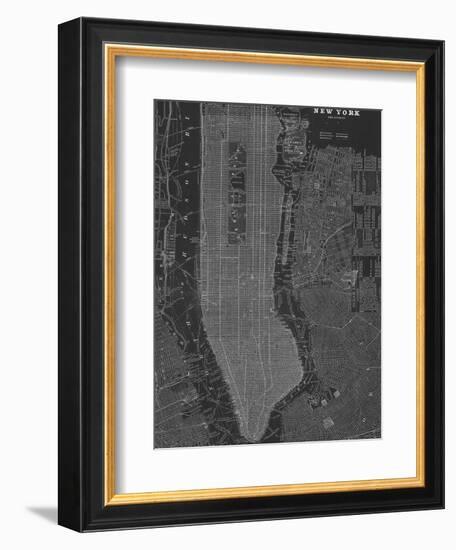 New York Map - B&W-Z Studio-Framed Art Print