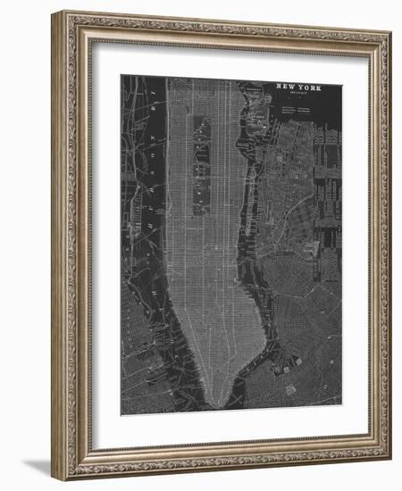 New York Map - B&W-Z Studio-Framed Art Print