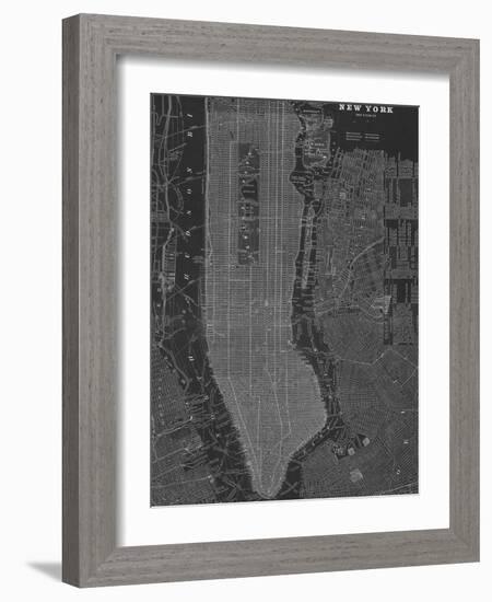 New York Map - B&W-Z Studio-Framed Art Print