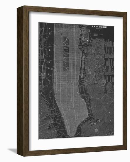 New York Map - B&W-Z Studio-Framed Art Print