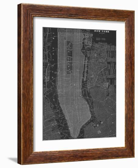 New York Map - B&W-Z Studio-Framed Art Print