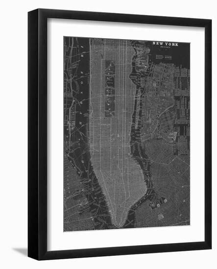 New York Map - B&W-Z Studio-Framed Art Print