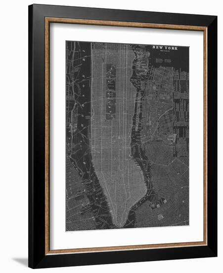 New York Map - B&W-Z Studio-Framed Art Print