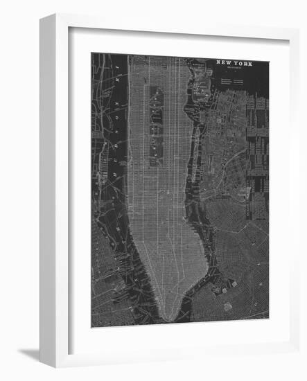 New York Map - B&W-Z Studio-Framed Art Print