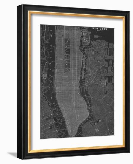 New York Map - B&W-Z Studio-Framed Art Print