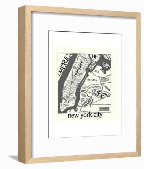 New York Map-Urban Cricket-Framed Art Print