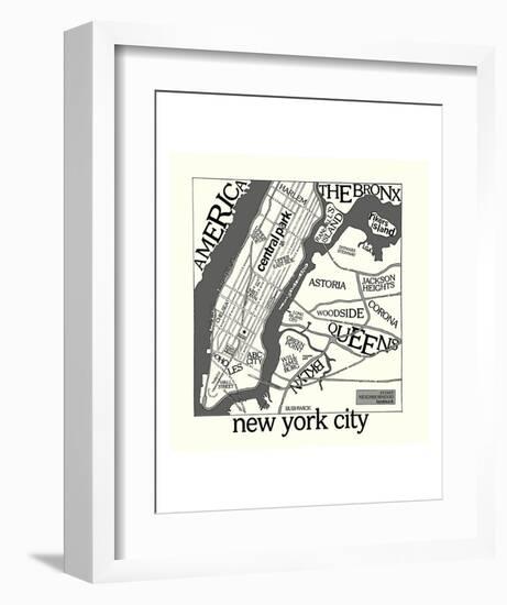 New York Map-Urban Cricket-Framed Art Print