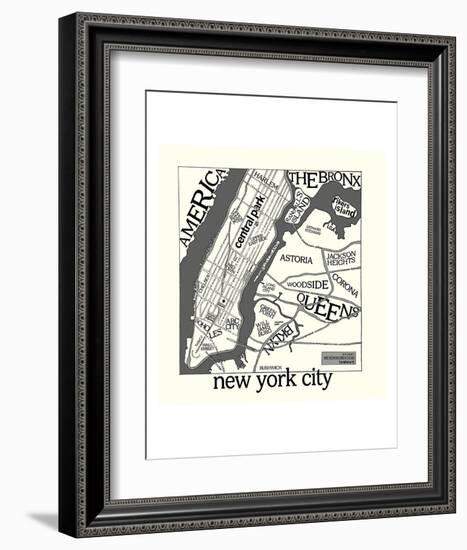 New York Map-Urban Cricket-Framed Art Print