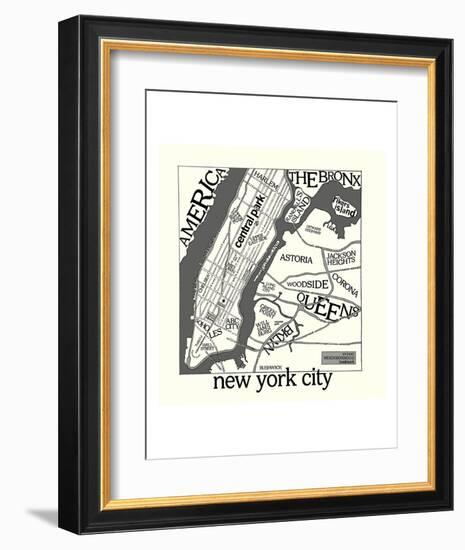 New York Map-Urban Cricket-Framed Art Print