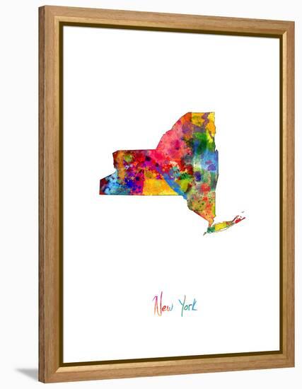 New York Map-Michael Tompsett-Framed Stretched Canvas