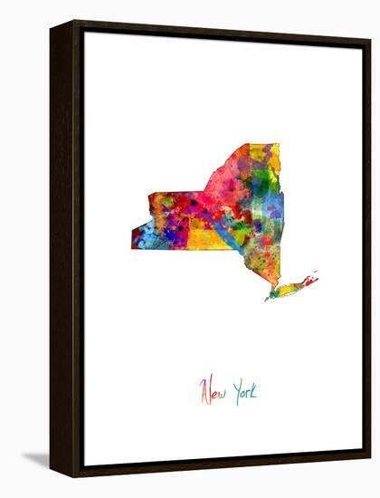 New York Map-Michael Tompsett-Framed Stretched Canvas