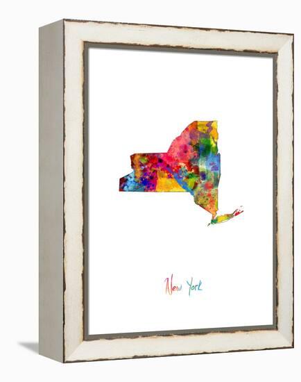 New York Map-Michael Tompsett-Framed Stretched Canvas