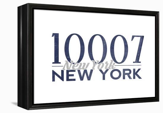 New York, New York - 10007 Zip Code (Blue)-Lantern Press-Framed Stretched Canvas